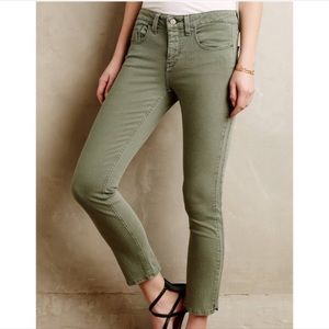 Anthro Pilcro Stet Forest Green Skinny Jeans